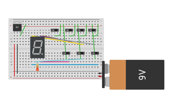 Circuit design 7 segment class - Tinkercad