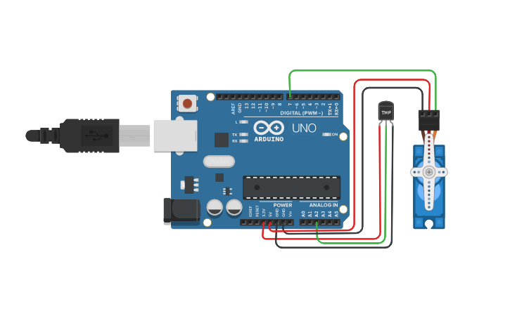 Circuit design Arduino Thermometer - Tinkercad