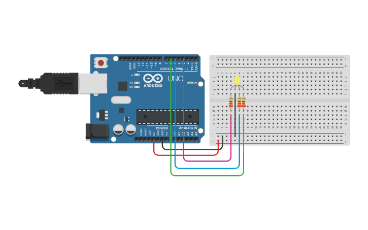 Circuit design Kontrol RGB LED Arduino - Tinkercad