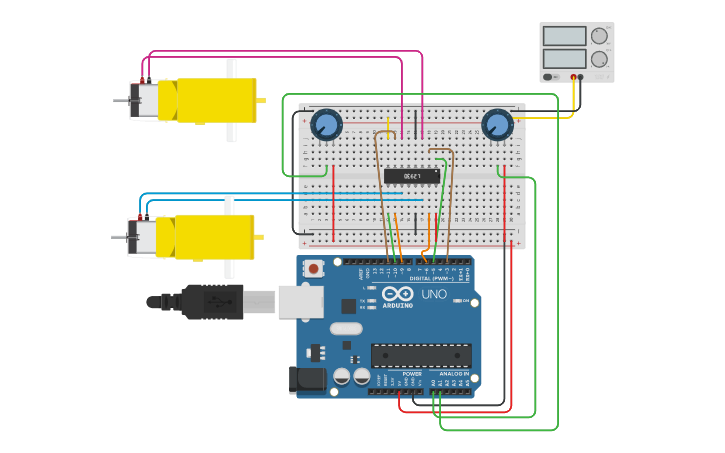 Circuit design L293D H BRIDGE | Tinkercad