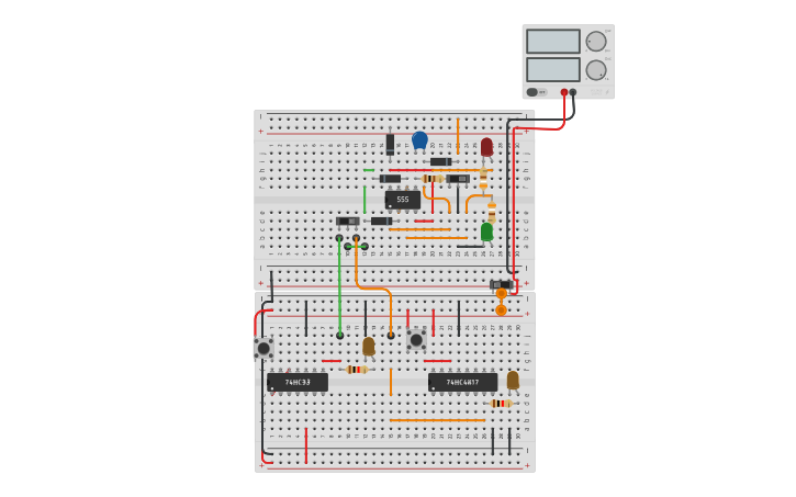 Circuit design LOGIC PROBE TESTER (TTL AND CMOS) - Tinkercad