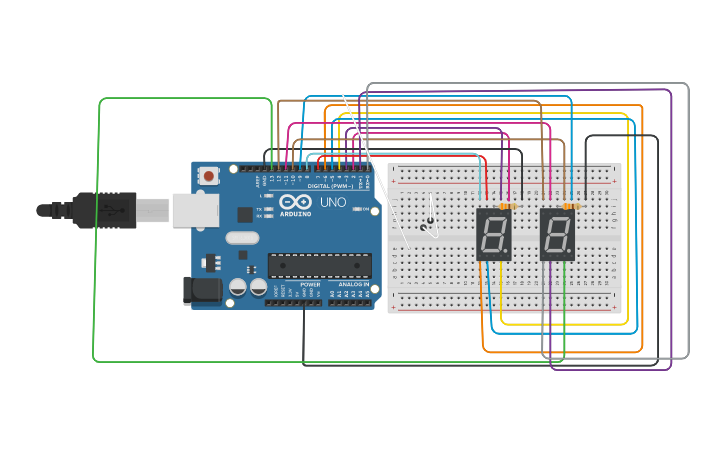 tinkercad circuits 7 segment display