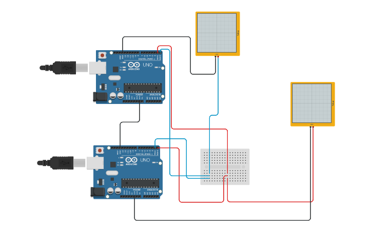 Circuit design Serial communication with Arduinos - Tinkercad