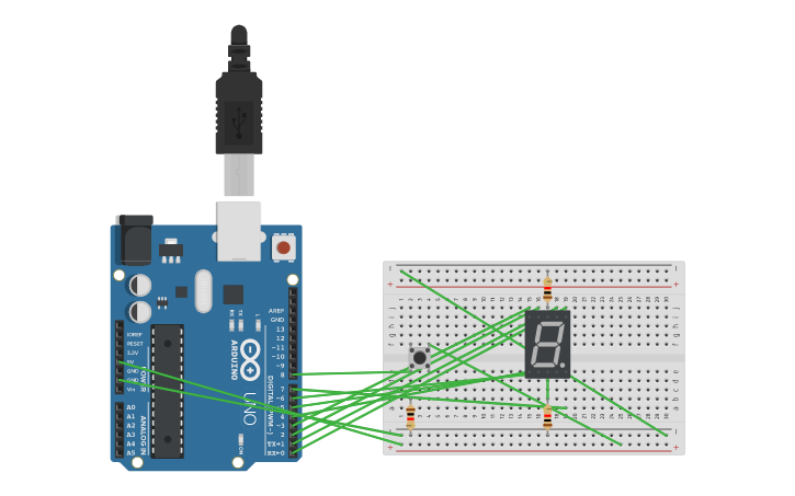 Circuit design dado display 7 seg gian nader - Tinkercad