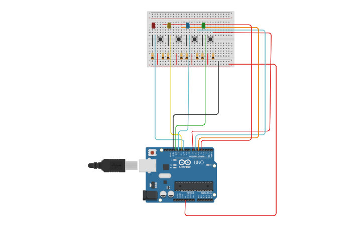 Circuit design PRAVEEN YADAV [ 4 LED GLOW ] - Tinkercad