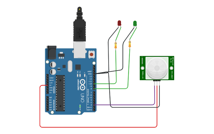 Circuit design Ronaldo SENSOR PIR - Tinkercad