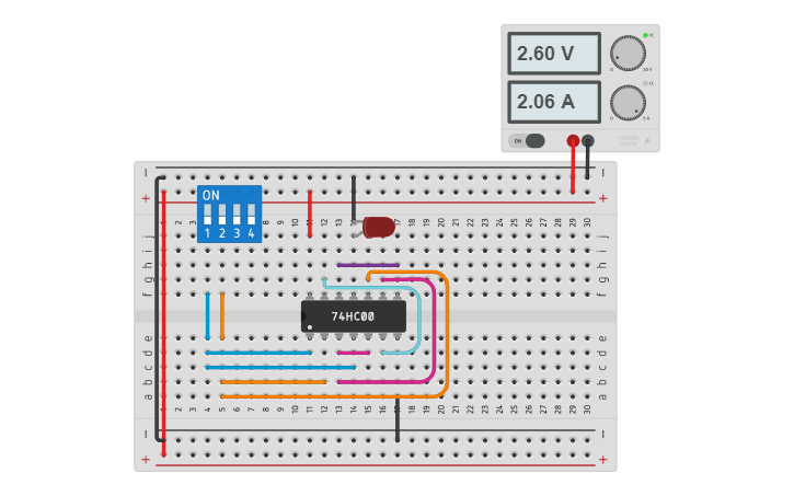 Circuit design XOR using NAND | Tinkercad