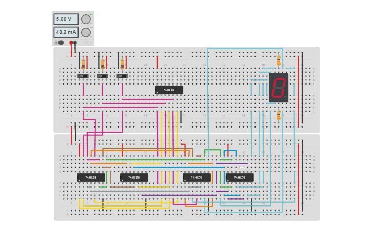 Type 7 Decoding Circuit design LCD-DAWA-7-Segment Decoder Circuit - Tinkercad