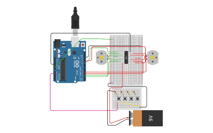 Circuit design Copy of Arduino controls DC motor with L293 - Tinkercad