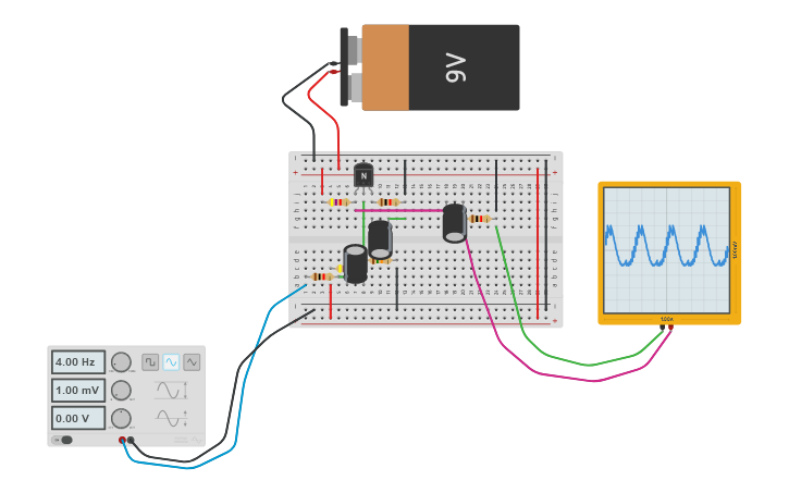 Circuit design Transistor Amplifier - Tinkercad