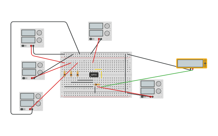 Circuit design Amplificador Inversor Sumador - Tinkercad