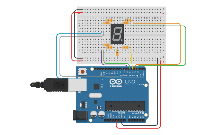 Circuit design Display 7 segmentos - Tinkercad