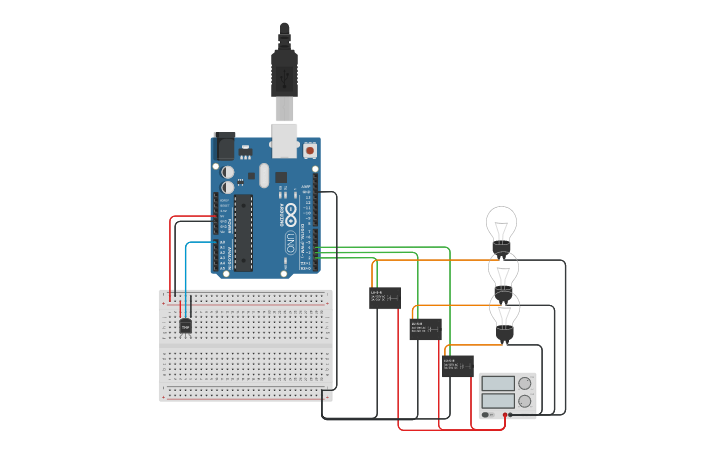 Circuit design Temperature sensor - Tinkercad