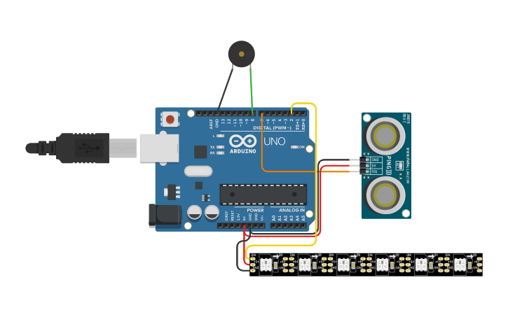 Circuit design sensor carro | Tinkercad