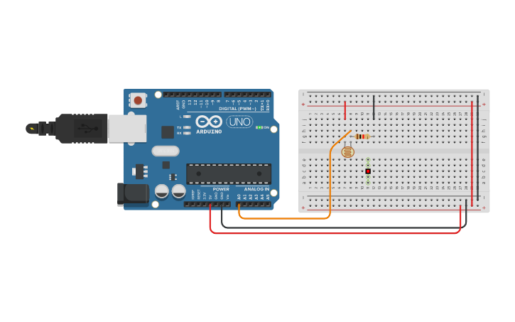 Circuit design Arduino to Photoresistor Analog | Tinkercad
