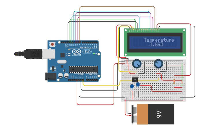 Circuit design Temperature sensor - Tinkercad