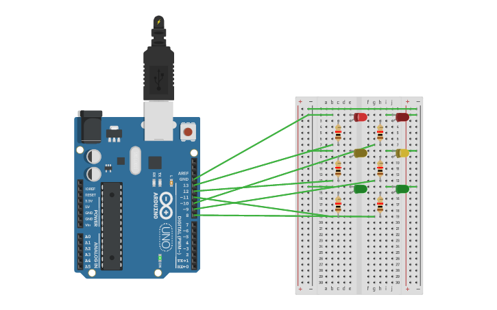 Circuit design Traffic Light | Tinkercad