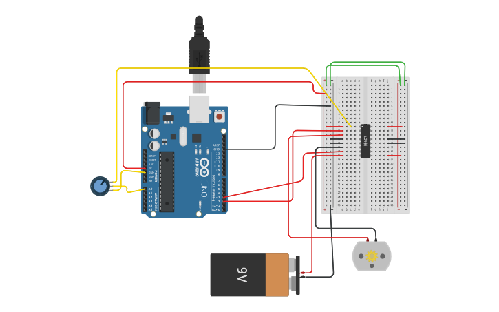 Circuit design DC motor using arduino - Tinkercad