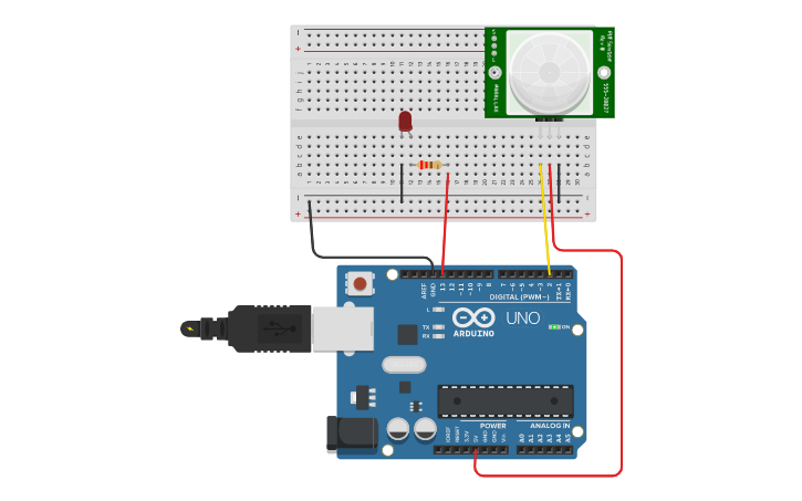 Circuit design PIR Sensor - Tinkercad