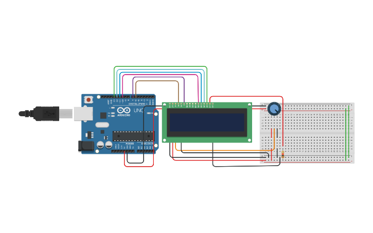 Circuit design Interfacing of LCD with Arduino - Tinkercad