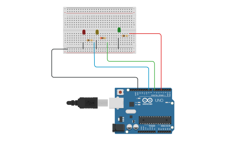 Circuit design Semaforo Dikla | Tinkercad