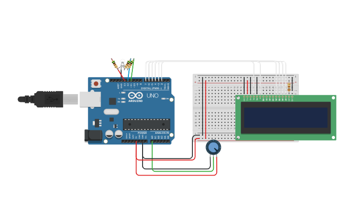 Circuit design Potenziometro+Schermo LCD+ Led RGB - Tinkercad