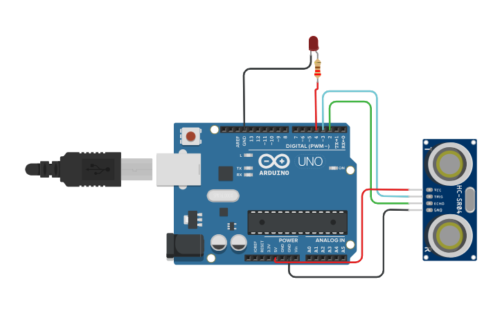 Circuit design Distance Sensor | Tinkercad