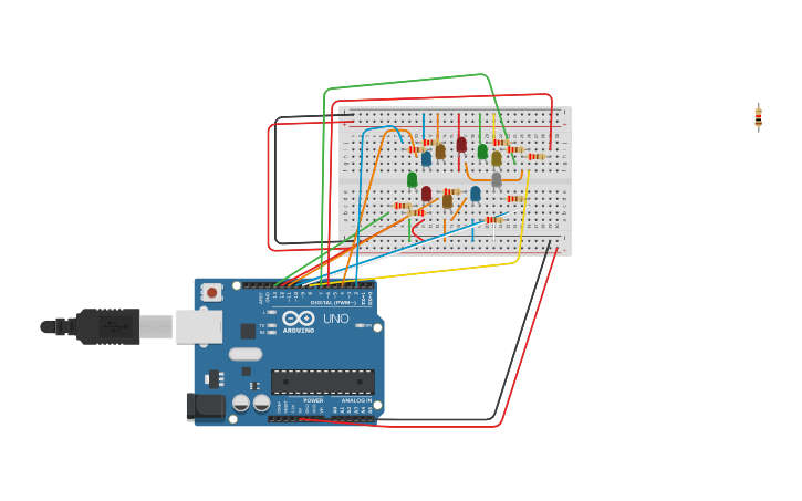 Circuit design Ruleta de leds - Tinkercad