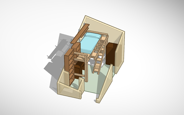 3D design Bunkbed with Raising Stairs - Tinkercad