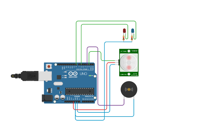 Circuit design akıllı alarm sistemleri | Tinkercad
