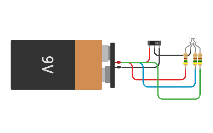 Circuit design Copy of RGB LED with Slideswitch | Tinkercad