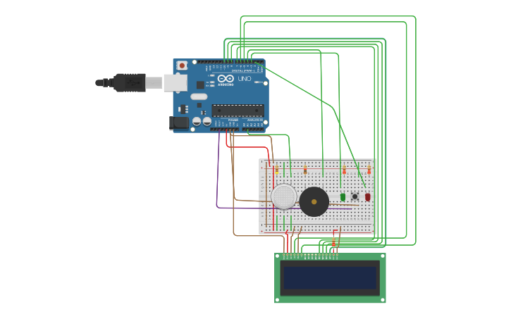 Circuit design Smoke Detection System - Tinkercad