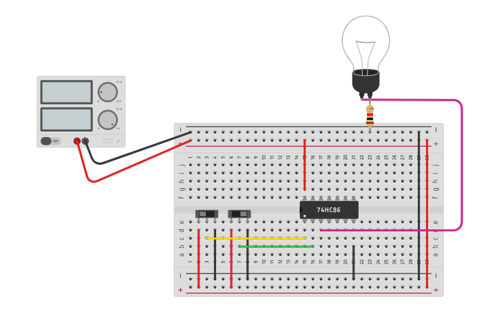Circuit design 2 WAY SWITCH USING XOR - Tinkercad