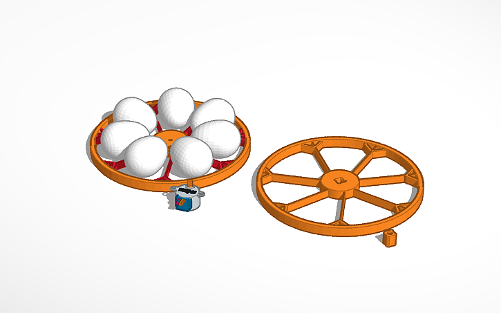 3D design Quail Egg Turner w Bearing Balls - Tinkercad