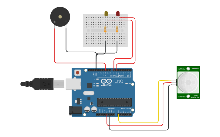 Circuit design PIR Sensor - Tinkercad