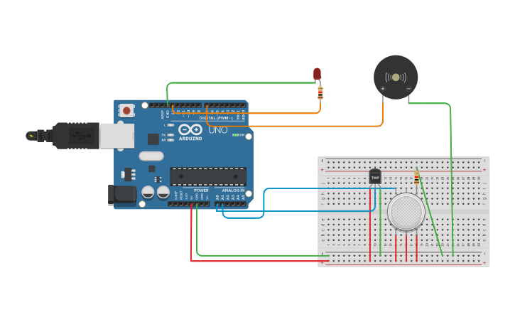 Circuit design FIRE ALARM SYSTEM - Tinkercad