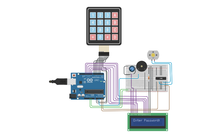 Circuit design Digital Keypad Security Door Lock using Arduino - Tinkercad