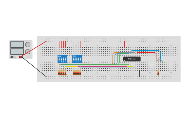 Sumador 4 Bits Con Led Rgb Sin Acarreo Tinkercad