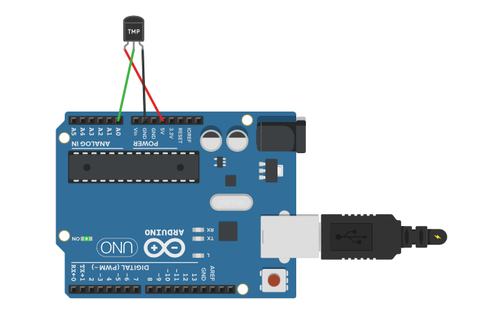 Circuit design Temperature Sensor - Tinkercad