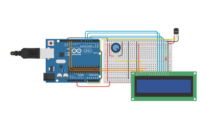 Circuit design Temp Sensor - Tinkercad