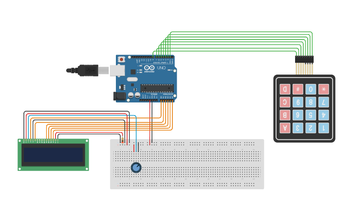 Circuit design LCD & Keypad with Arduino - Tinkercad