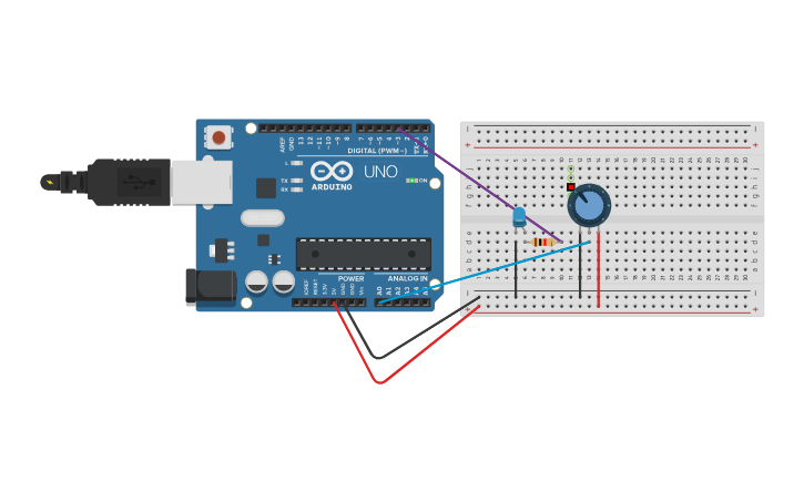 Circuit design Potenciometro 1 LED - Tinkercad
