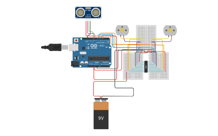 Circuit design Obstacle Avoiding Robot Circuit - Tinkercad