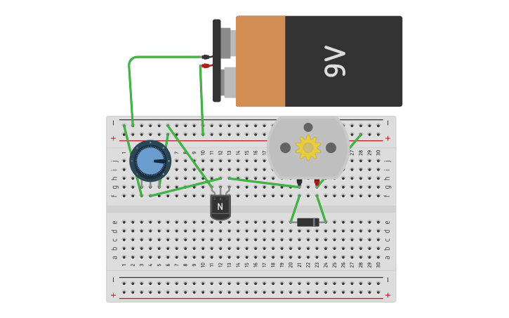 Circuit design change motor speed with potentiometer - Tinkercad
