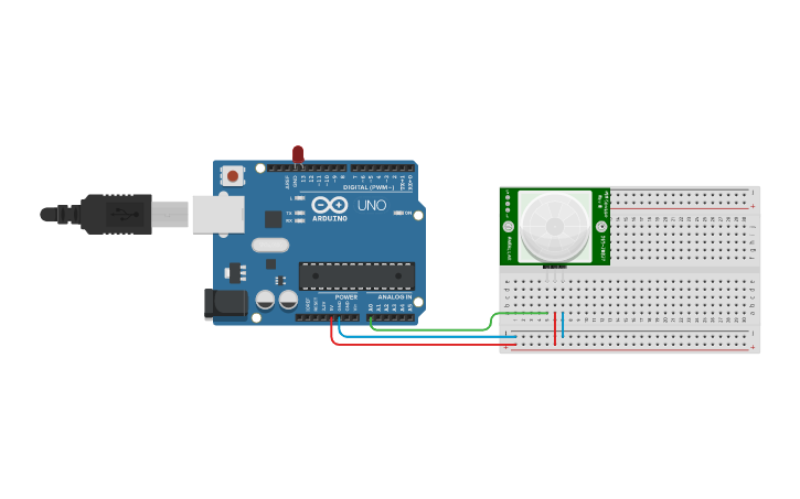 Circuit design Датчик движения (сигнализация) - Tinkercad