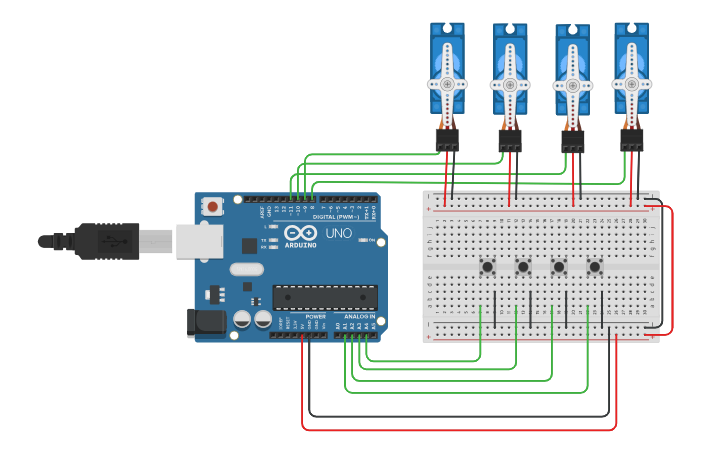 Circuit design Robotic Arm - Tinkercad