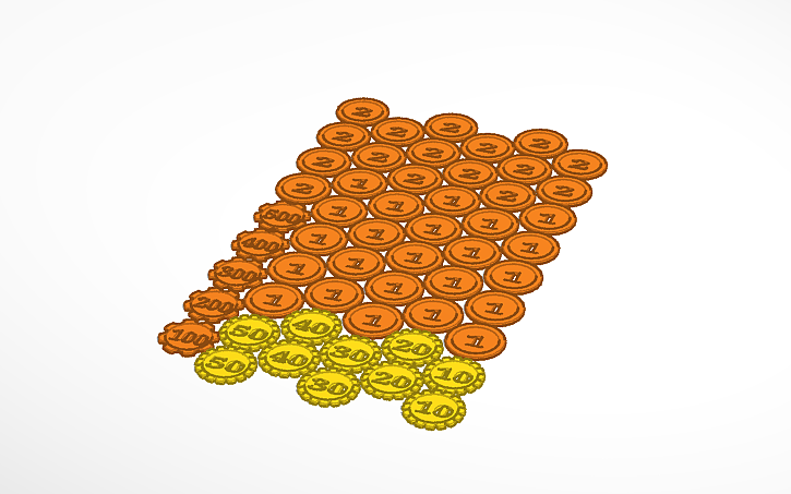 Cad Coin Stack 3D design Stackable coins (Set 2) (25mm) - Tinkercad