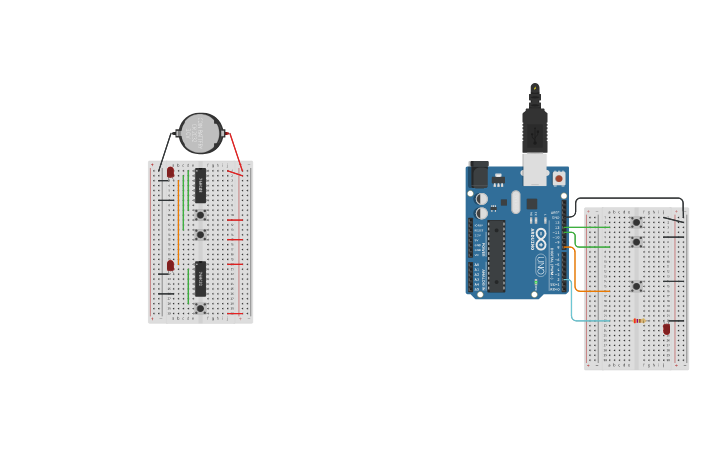 Circuit design Arduino vs. hardware logic | Tinkercad