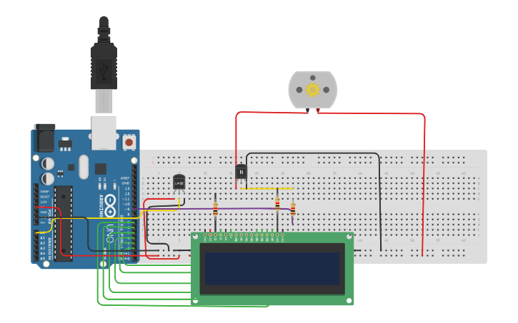 Circuit design Temperature Based Fan Speed Controller - Tinkercad