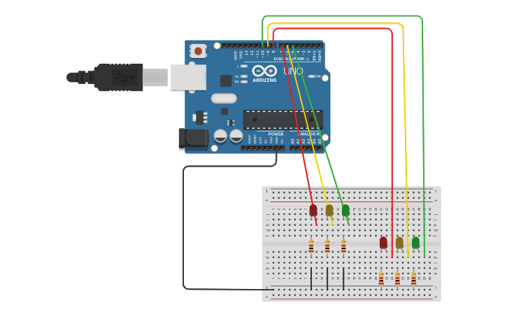 Circuit design semaforo doppio - Tinkercad